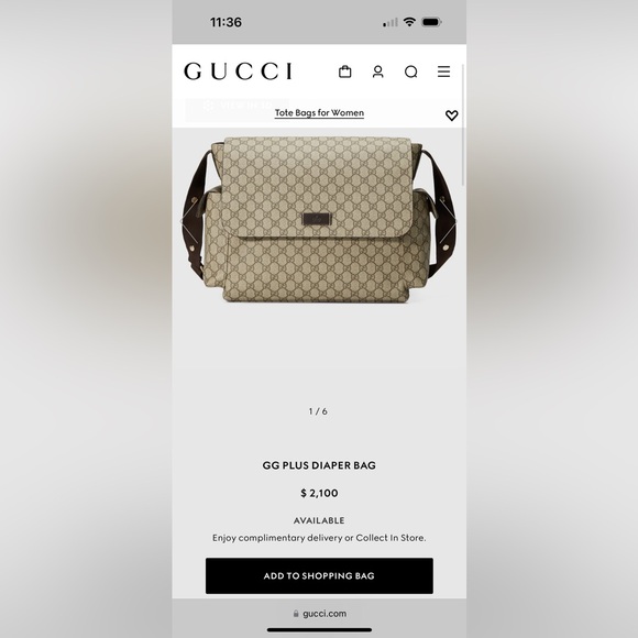 Gucci GG Supreme medium diaper bag like new